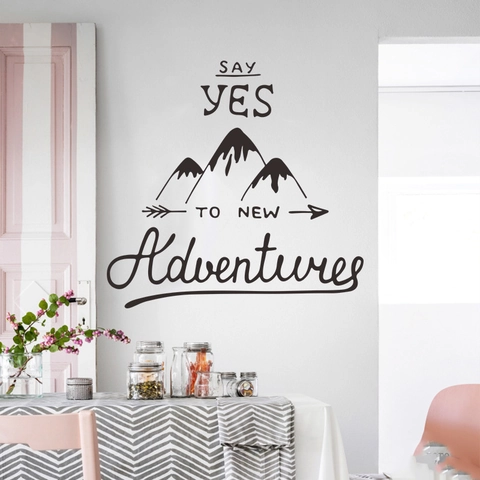 Say Yes To New Adventures Berg Muursticker PVC Verwijderbare Kunst Sticker Voor Woonkamer Slaapkamer Huis Decoratie