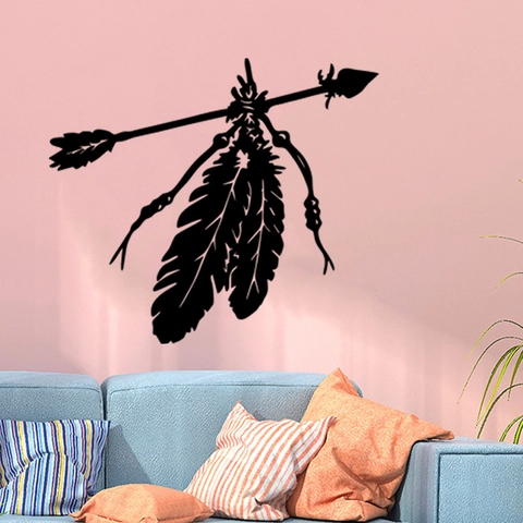 Bohemian Indian Style Feather Arrow Wall Sticker Black PVC Decal For Living Room Bedroom Art Wallpaper Home Decoration