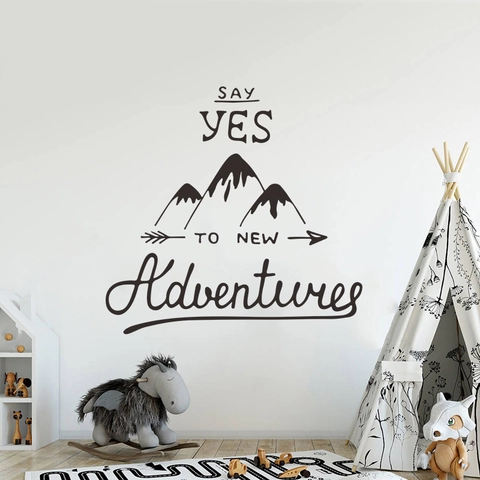 Say Yes To New Adventures Berg Muursticker PVC Verwijderbare Kunst Sticker Voor Woonkamer Slaapkamer Huis Decoratie