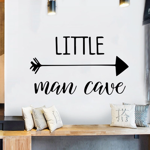 Little Man Cave Adesivi Murali Rimovibili Con Motivo a Freccia Arte PVC Adesivo da Parete Per Camera dei Ragazzi Casa
