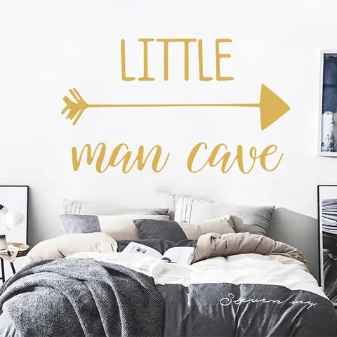 Little Man Cave Adesivi Murali Rimovibili Con Motivo a Freccia Arte PVC Adesivo da Parete Per Camera dei Ragazzi Casa