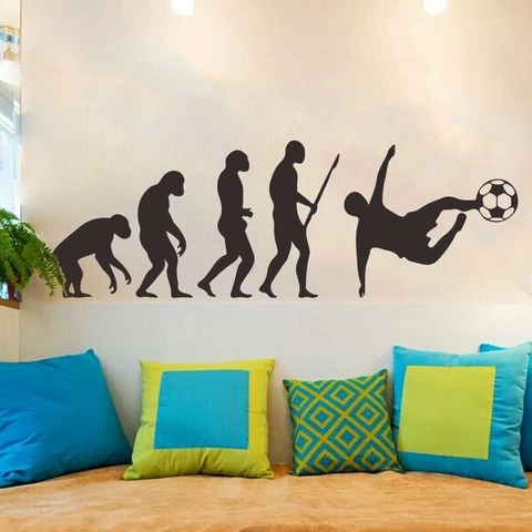 Fußball Evolution Wandaufkleber Kreativ Darwin Menschliche Entwicklung Silhouette PVC Aufkleber Für Wohnzimmer Schlafzimmer Fan Deko