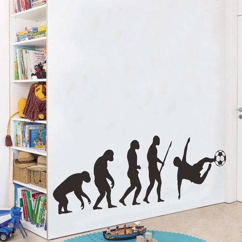 Fußball Evolution Wandaufkleber Kreativ Darwin Menschliche Entwicklung Silhouette PVC Aufkleber Für Wohnzimmer Schlafzimmer Fan Deko