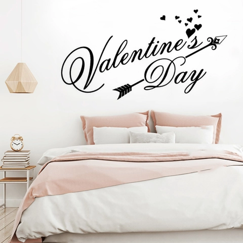 Valentine's Day LOVE Heart Arrow Wall Sticker PVC Decorative Art Decal For Bedroom Living Room Romantic Home Decor