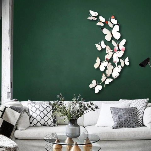 3D Schmetterling Wandtattoo Set PVC DIY Abnehmbare Wandaufkleber Für Wohnzimmer Schlafzimmer Dekoration Pfirsichblüte Weiß