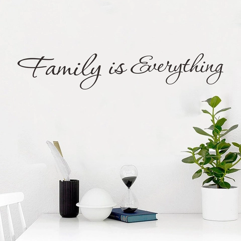 Family Is Everything Adesivo da Parete Citazione Removibile Nero PVC Scritta Adesiva per Soggiorno Camera da Letto Decorazione Casa
