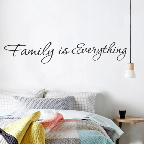 Family Is Everything Adesivo da Parete Citazione Removibile Nero PVC Scritta Adesiva per Soggiorno Camera da Letto Decorazione Casa