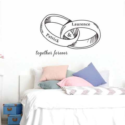 Together Forever Koppelringen Muursticker Romantisch Slaapkamer Trouwkamer Decor DIY PVC Verwijderbare Vinyl Kunst Muurdecoratie