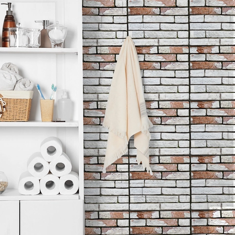 Pegatinas de Pared de PVC Autoadhesivas de Ladrillo Retro Mármol Veta de Madera Impermeables 3D Arte Decorativo de Pared