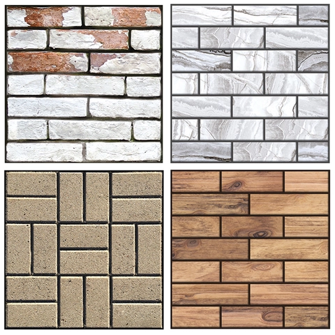 Pegatinas de Pared de PVC Autoadhesivas de Ladrillo Retro Mármol Veta de Madera Impermeables 3D Arte Decorativo de Pared