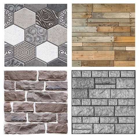 3D PVC Selbstklebende Wandaufkleber Wasserdichtes Ziegel Holzmaserung Muster Dekorative Wandpaneele Für Wohnzimmer Badezimmer DIY Dekor