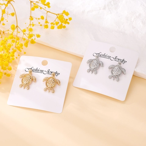Nautical Sea Turtle Conch Shell Artificial Pearl Stud Earrings For Women Summer Beach Ocean Style Alloy Electroplated Jewelry