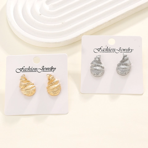 Vintage Alloy Sea Shell Conch Stud Earrings Gold Silver Plated Artificial Pearl Rhinestone Drop Earrings For Women Jewelry