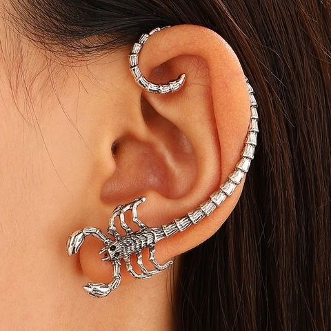 Scorpion Ear Cuff Gothic Punk Alloy Rhinestone Ear Wrap Clip On Earrings Retro Hip Hop Jewelry For Women