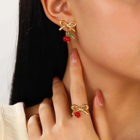 Set di Gioielli in Acciaio Inossidabile con Fiocco per Donna Collana Orecchini Anello Braccialetto con Perla Artificiale Placcato Oro Argento