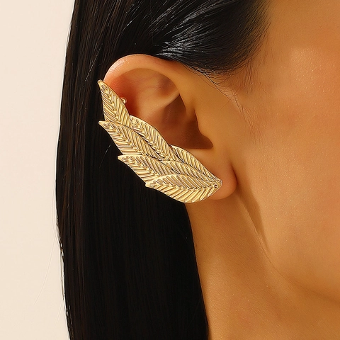 Vintage Gold Alloy Leaf Flower Ear Cuffs Bohemian Rhinestone Artificial Pearl Butterfly Non Pierced Ear Clips Fashion Women Jewelry