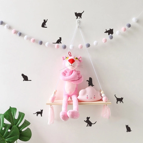 Pegatina de Pared de PVC con Silueta de Gato Negro Estilo Nórdico para Habitación de Niños Dormitorio Decoración DIY Animales Vinilos