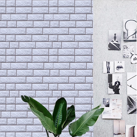 Adesivi Murali 3D a Mattoni Carta da Parati Autoadesiva in PVC Crema Bianco Texture a Rilievo per Decorazione Parete Soggiorno