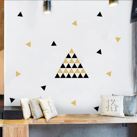 Modern Minimalistisch Geometrisches Dreieck PVC Wandaufkleber Abnehmbar Hohl Ausgeschnitten Kunst Aufkleber Für Kinderzimmer Deko
