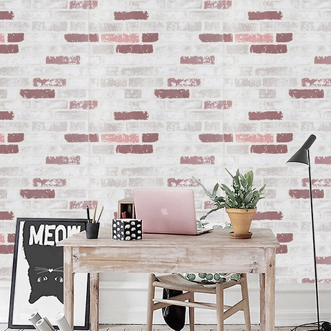 Pegatina de Pared de Ladrillo Blanco Retro 3D Papel Tapiz de PVC Autoadhesivo Impermeable Decoración Para Dormitorio Sala