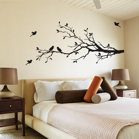 Minimalistischer Schwarzer Zweig Vögel Wandtattoo PVC Selbstklebend Abnehmbare Vinyl Aufkleber Für Wohnzimmer Schlafzimmer