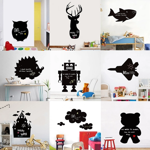 Cartoon Tier Wandtafel Aufkleber DIY Kreidetafel Dekor Für Kinderzimmer Kindergarten Eule Hirsch Roboter Bär Form Home Deko