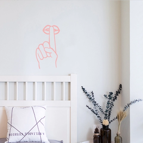 Minimalist PVC Wall Sticker Modern Line Art Lips Finger Shh Gesture Decor For Bedroom Living Room Cafe Nordic Mural Decor