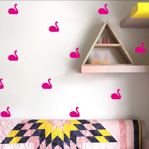 Stickers Muraux Silhouette Cygne Style Nordique PVC Décalcomanies Animaux Amovibles pour Chambre Salon Maison Décoration