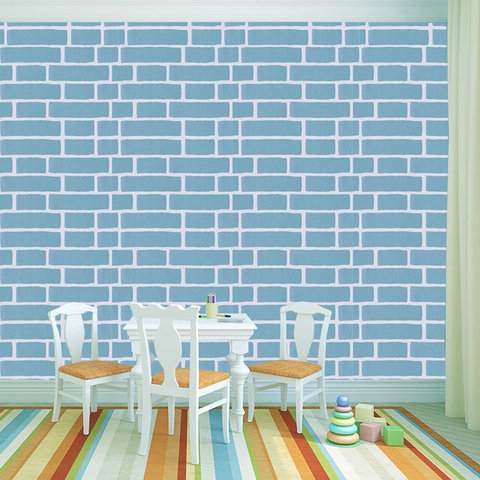 Blaue Ziegelmuster PVC Tapete Selbstklebende Wandtattoo Für Wohnzimmer Schlafzimmer TV Hintergrund Home Decor Renovierung