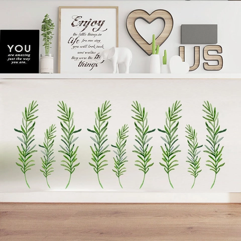 Groene Plant Blad Muursticker Aquarel PVC Decoratieve Sticker DIY Verwijderbare Botanische Varen Muurkunst Voor Kinderkamer Slaapkamer Thuis Decoratie
