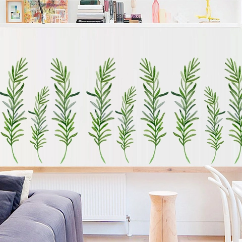 Groene Plant Blad Muursticker Aquarel PVC Decoratieve Sticker DIY Verwijderbare Botanische Varen Muurkunst Voor Kinderkamer Slaapkamer Thuis Decoratie
