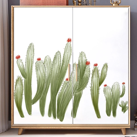 Handgemalte Aquarell Kaktus Wandtattoos Grüne Pflanze Blume Fußleiste Abziehbilder Für Wohnzimmer Schlafzimmer Deko