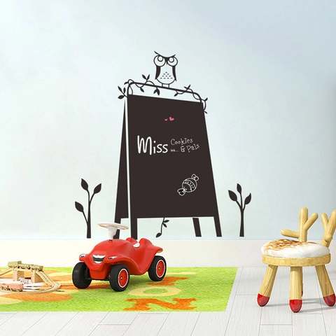 Cartoon Owl Blackboard Wall Sticker For Kids Room Removable PVC Chalkboard Decal For Kindergarten School Home Decor