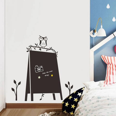 Cartoon Owl Blackboard Wall Sticker For Kids Room Removable PVC Chalkboard Decal For Kindergarten School Home Decor