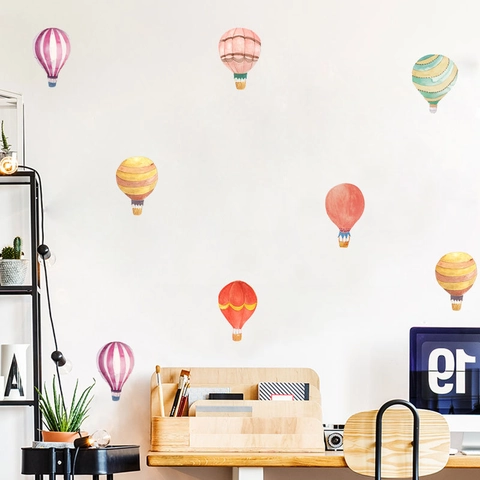 Adesivi Murali Acquerello Mongolfiera Per Cameretta Bambini Removibile PVC DIY Decorazione Casa Camera Da Letto