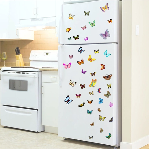 Colorati Adesivi Murali Farfalla 3D PVC Rimovibili Autoadesivi Porta Frigorifero Decorazione Casa Per Soggiorno Camera Da Letto