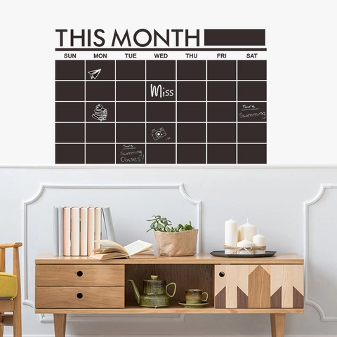 PVC Maandelijkse Planning Muursticker Verwijderbaar Kalender Krijtbord Voor Thuis Kantoor Kinderkamer Decoratie