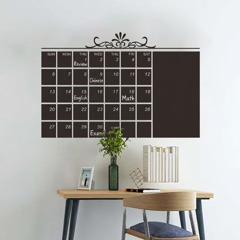 Removable Monthly Calendar Blackboard Wall Sticker PVC Chalkboard Planner Memo Board For Office Home School Study Wall Decor