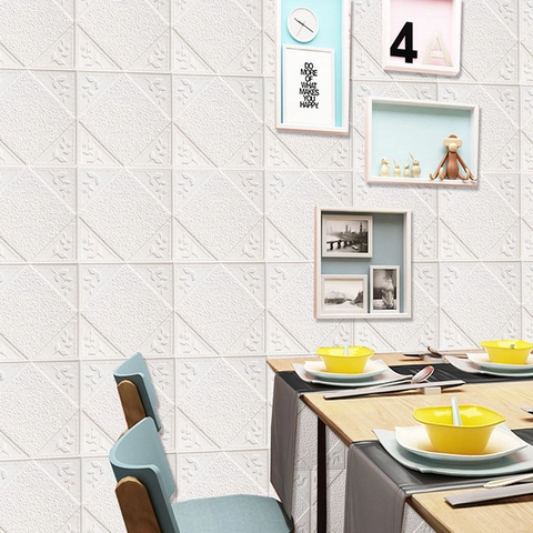 3D Stereo PE Schiuma Adesivi Murali Autoadesivi Motivo a Mattoni Floreali Carta da Parati Anticollisione per Decorazione Casa Camera