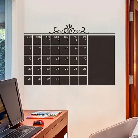 Removable Monthly Calendar Blackboard Wall Sticker PVC Chalkboard Planner Memo Board For Office Home School Study Wall Decor