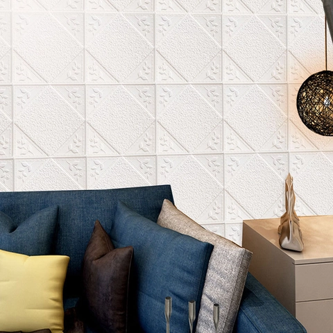 3D Stereo PE Schiuma Adesivi Murali Autoadesivi Motivo a Mattoni Floreali Carta da Parati Anticollisione per Decorazione Casa Camera