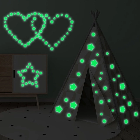 Adesivi Murali a Forma di Stella Luminosa Fluorescenti in PVC Glow In The Dark per Cameretta Fai da Te Decorazione Casa