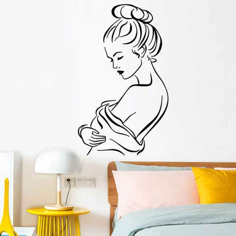 Sticker Mural Ligne Artistique Femme Sexy Minimaliste Moderne PVC Noir Auto Adhésif Silhouette Décoration Pour Chambre