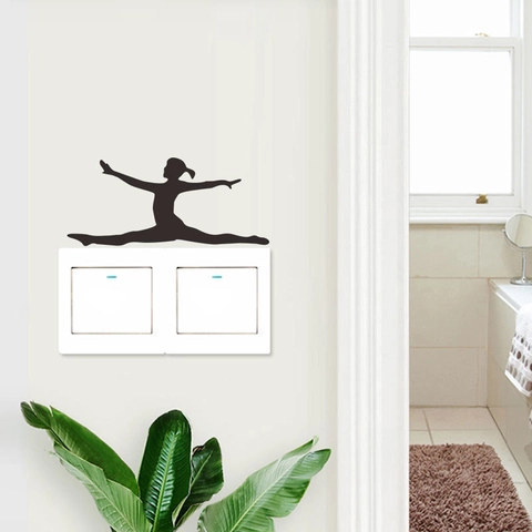 Ballet Girl Silhouette PVC Wall Sticker For Bedroom Living Room Light Switch Decoration Gymnastics Dancer Shadow Decal