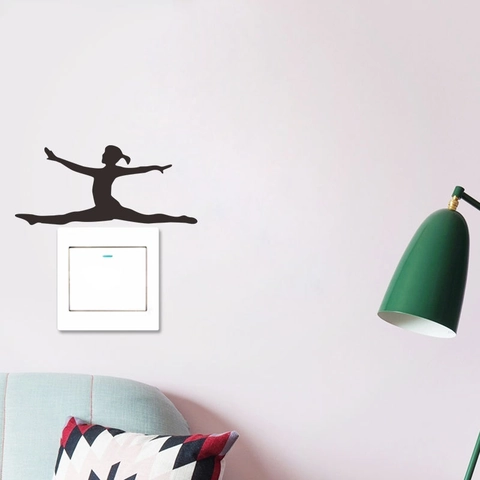 Ballet Girl Silhouette PVC Wall Sticker For Bedroom Living Room Light Switch Decoration Gymnastics Dancer Shadow Decal