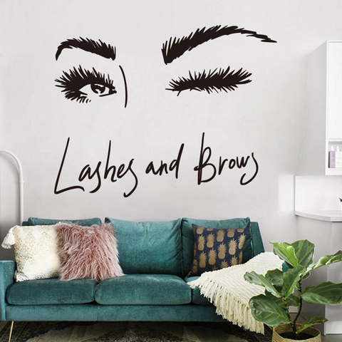 Lashes And Brows Wall Sticker Eyelashes Eyebrows PVC Removable Decal Modern Minimalist Beauty Salon Living Room Bedroom Wall Decor