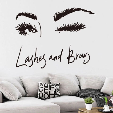 Lashes And Brows Wall Sticker Eyelashes Eyebrows PVC Removable Decal Modern Minimalist Beauty Salon Living Room Bedroom Wall Decor