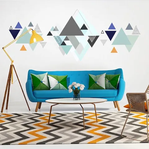 Adesivi Murali a Triangolo Geometrico Nordico in PVC Rimovibili Design Astratto Cima della Montagna per Decorazione Domestica