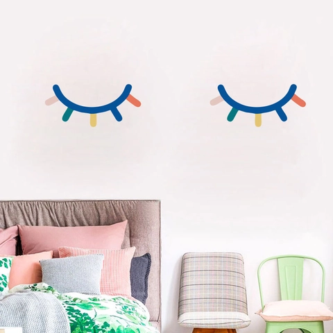 Cartoon Wimpern Wandaufkleber PVC Bunte Schlafende Augen Wandtattoos Für Kinderzimmer Schlafzimmer DIY Kinderzimmer Home Dekor