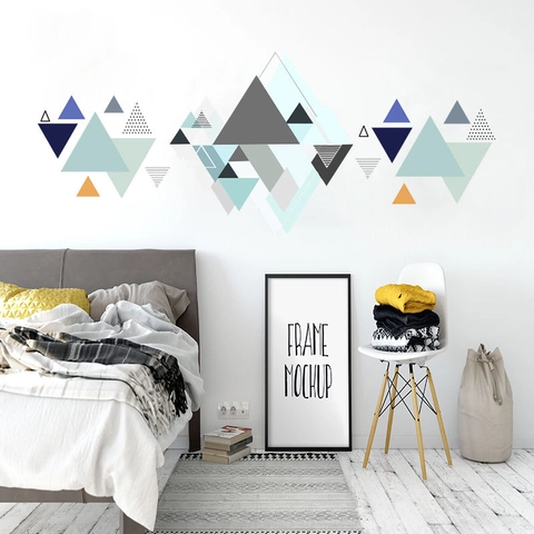 Adesivi Murali a Triangolo Geometrico Nordico in PVC Rimovibili Design Astratto Cima della Montagna per Decorazione Domestica